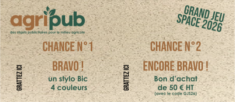 Chance n°1 : un stylo Bic 4 couleurs. Chance n°2 : un bon d'achat de 50 € HT avec le code GJS26.