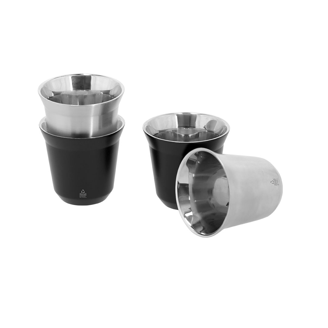 Set de 2 mini-mugs métal 80 ml Set de 2 mini-mugs métal 80 ml