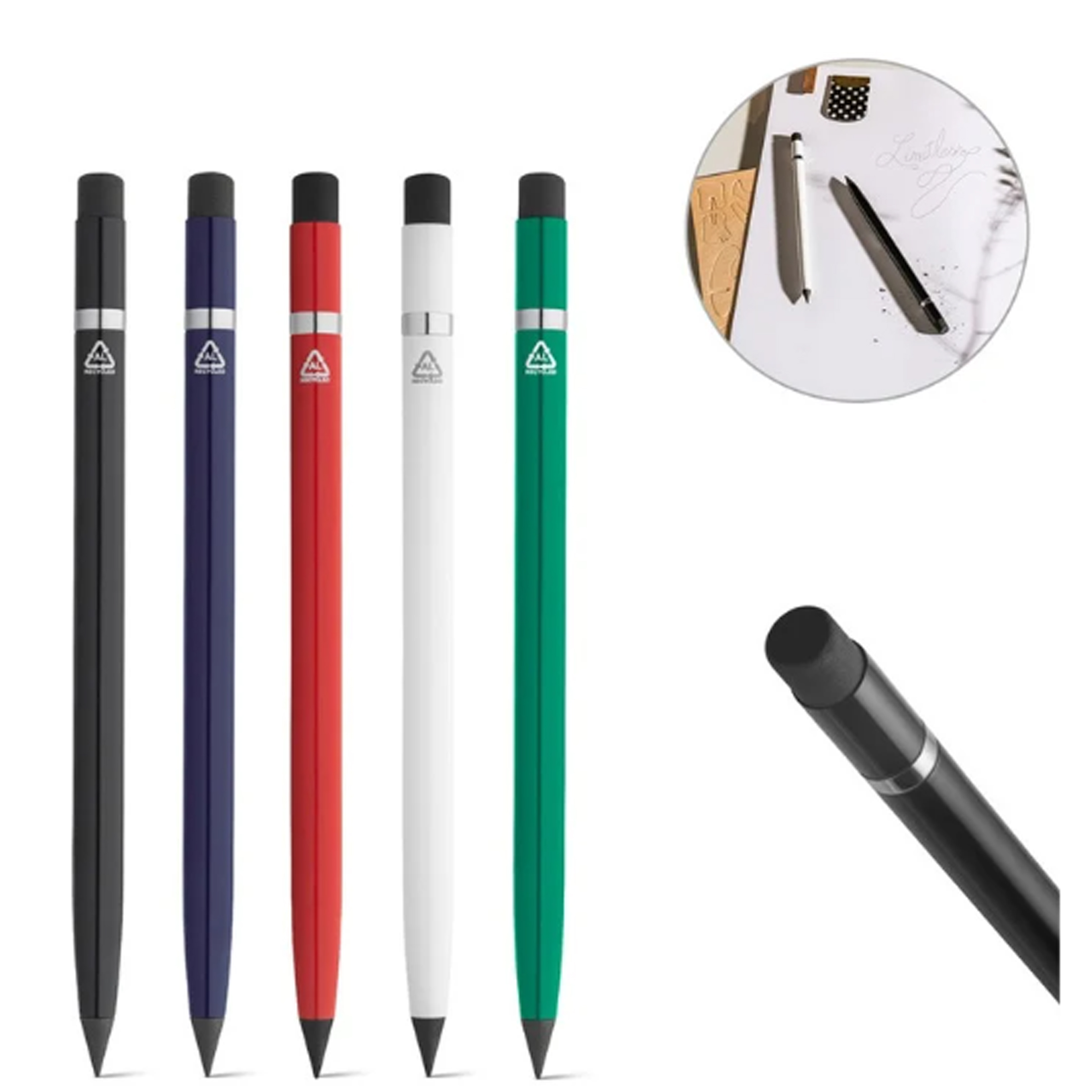 Crayon éternel en aluminium recyclé avec gomme Crayon éternel en aluminium recyclé avec gomme