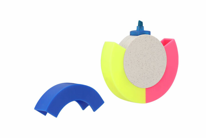 3 surligneurs en forme de cercle en paille de blé recyclée