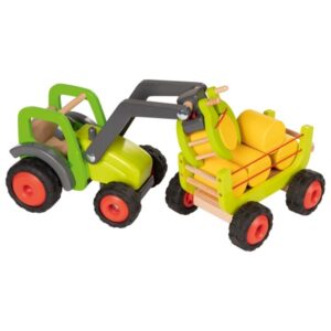 Tracteur et remorque de paille