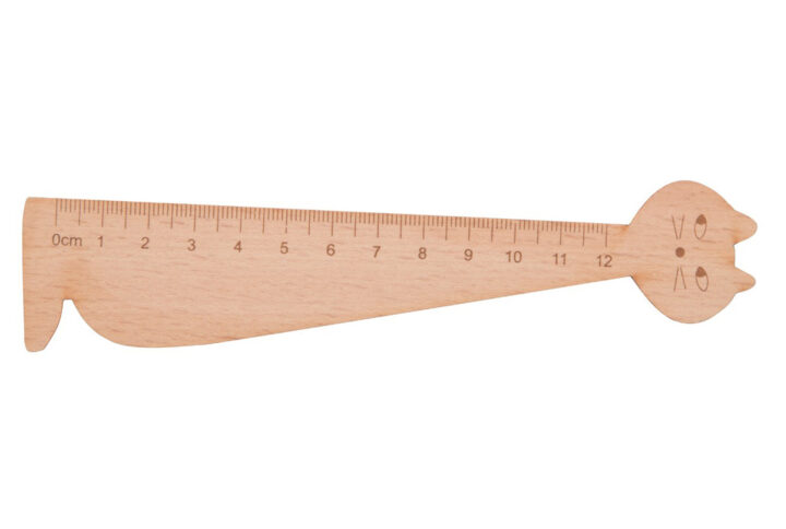 Règle de 12 cm en bois forme chat