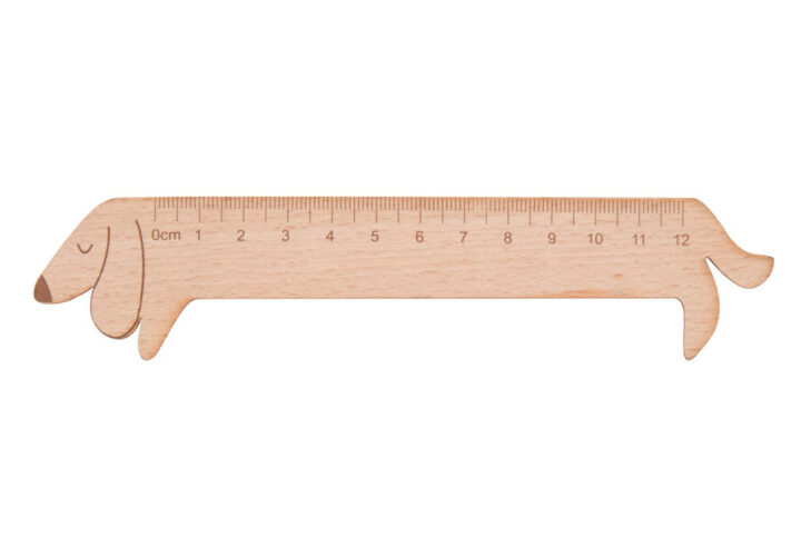 Règle de 12 cm en bois forme chien