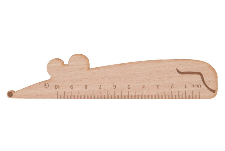 Règle de 10 cm en bois forme souris