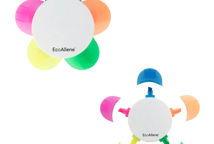 5 surligneurs en forme de pétales de fleur