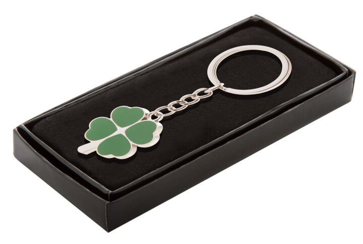 Porte-clés trèfle à 4 feuilles métal