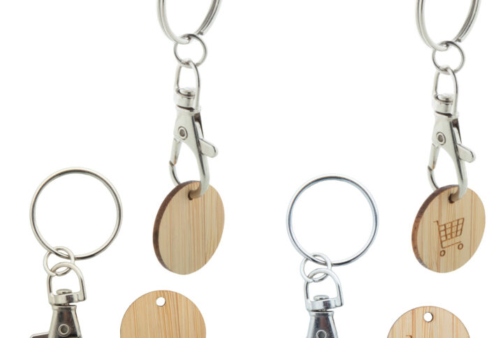 Porte-clés mousqueton jeton bois