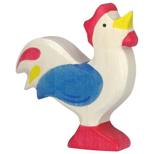Figurine de coq en bois
