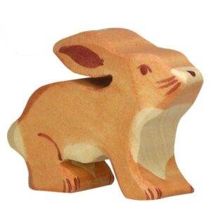 Figurine de lapin en bois