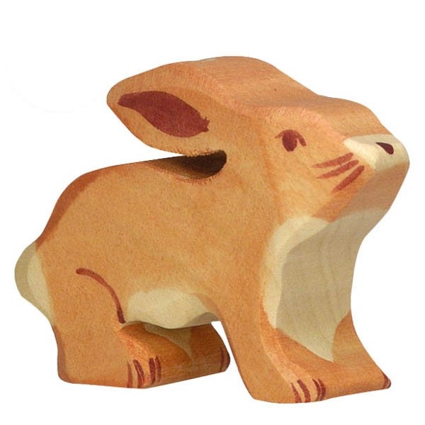 Figurine de lapin en bois