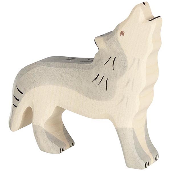 Figurine de loup en bois