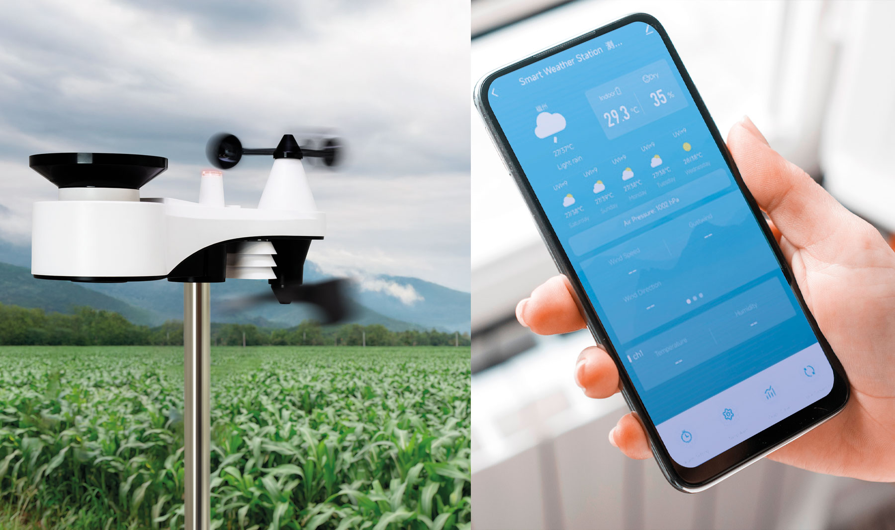 Eolo – Station météorologique sans fil avec anémomètre et pluviomètre Eolo – Station météorologique sans fil avec anémomètre et pluviomètre